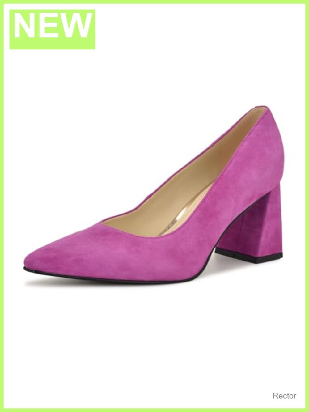 Nine West Monda Suede Block Heel Pumps Slip-On Pointed Toe Women's